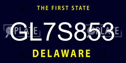 GL7S853 Delaware License Plate