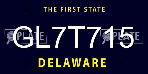 GL7T715 Delaware License Plate