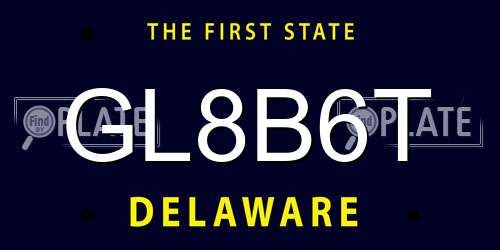 GL8B6T Delaware License Plate