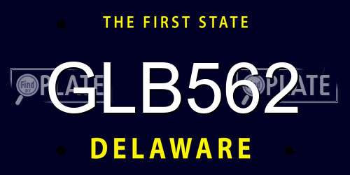 GLB562 Delaware License Plate