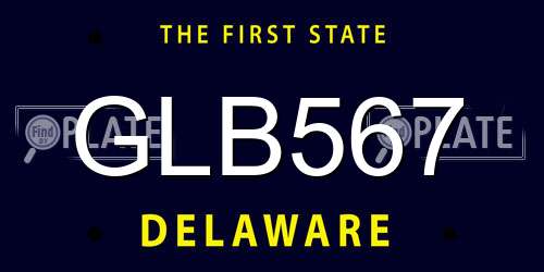 GLB567 Delaware License Plate