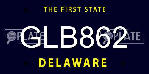 GLB862 Delaware License Plate