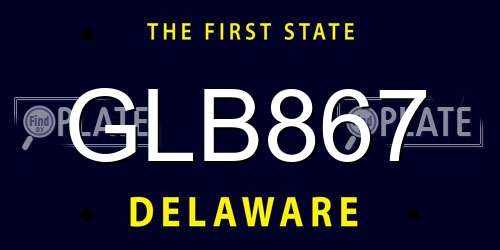 GLB867 Delaware License Plate