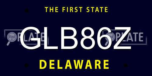 GLB86Z Delaware License Plate
