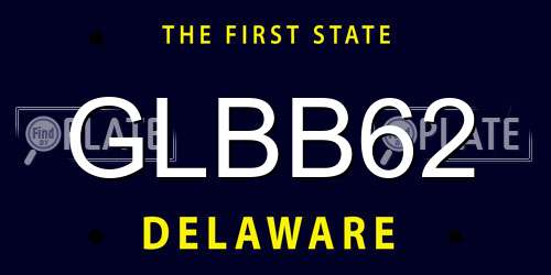 GLBB62 Delaware License Plate