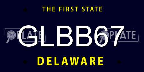 GLBB67 Delaware License Plate