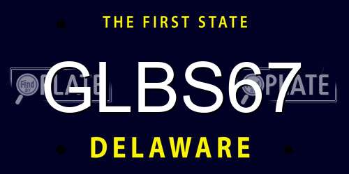 GLBS67 Delaware License Plate