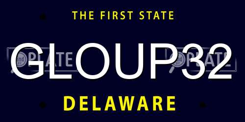 GLOUP32 Delaware License Plate