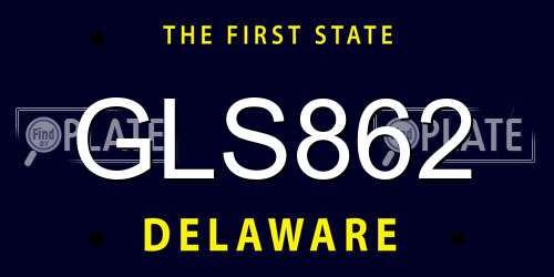 GLS862 Delaware License Plate