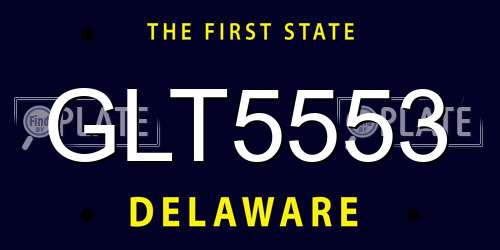 GLT5553 Delaware License Plate