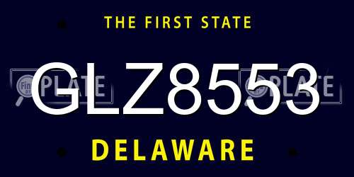 GLZ8553 Delaware License Plate