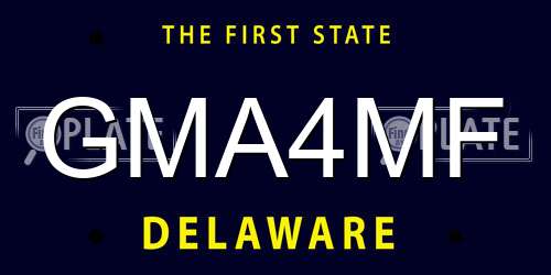 GMA4MF Delaware License Plate