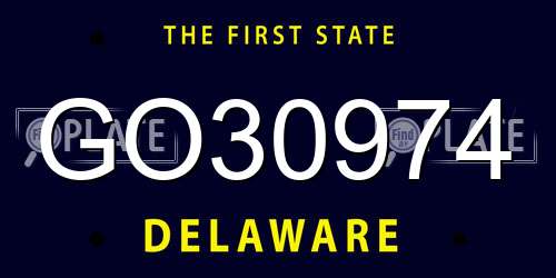 GO30974 Delaware License Plate
