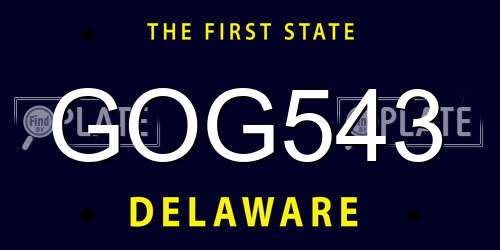GOG543 Delaware License Plate