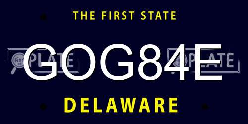 GOG84E Delaware License Plate