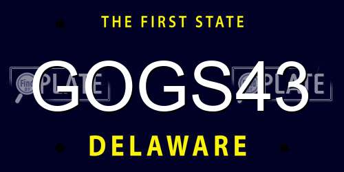 GOGS43 Delaware License Plate