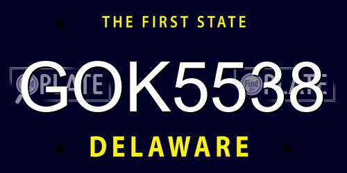 GOK5538 Delaware License Plate