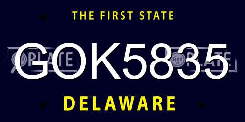 GOK5835 Delaware License Plate