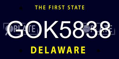 GOK5838 Delaware License Plate