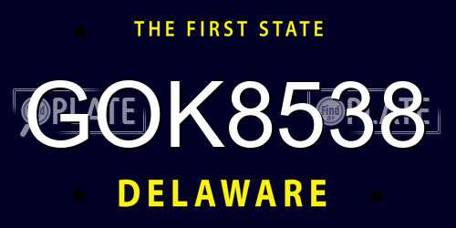 GOK8538 Delaware License Plate