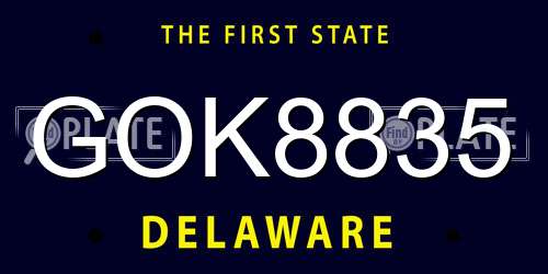 GOK8835 Delaware License Plate