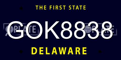 GOK8838 Delaware License Plate
