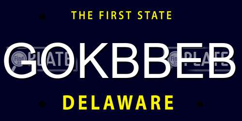 GOKBBEB Delaware License Plate
