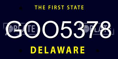 GOO5378 Delaware License Plate
