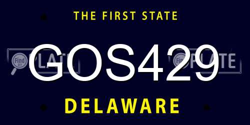 GOS429 Delaware License Plate