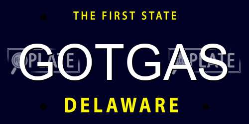 GOTGAS Delaware License Plate