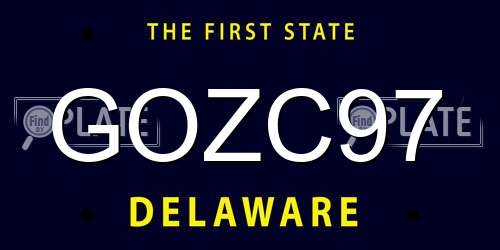 GOZC97 Delaware License Plate
