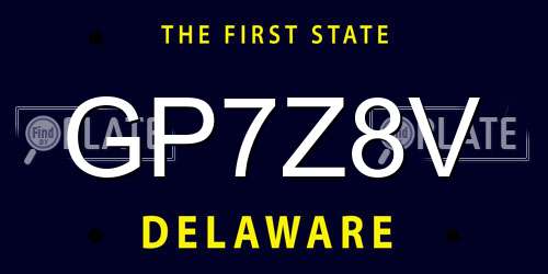 GP7Z8V Delaware License Plate