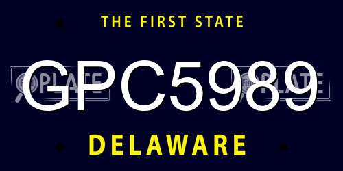 GPC5989 Delaware License Plate