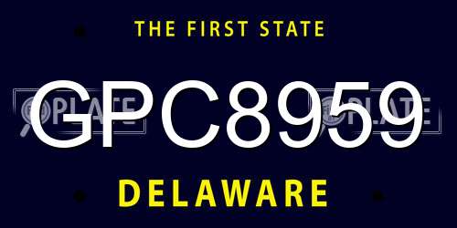 GPC8959 Delaware License Plate
