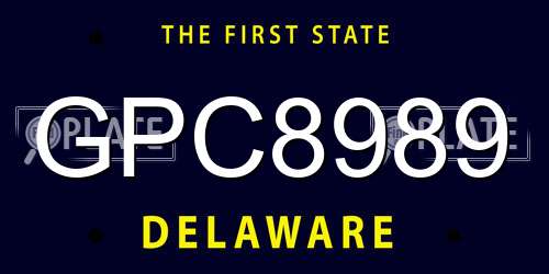 GPC8989 Delaware License Plate