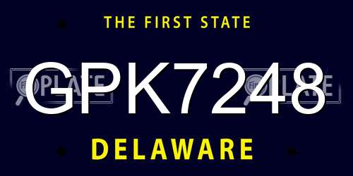 GPK7248 Delaware License Plate
