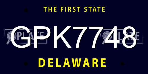 GPK7748 Delaware License Plate