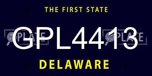 GPL4413 Delaware License Plate