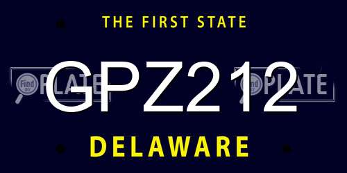 GPZ212 Delaware License Plate
