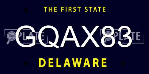 GQAX83 Delaware License Plate