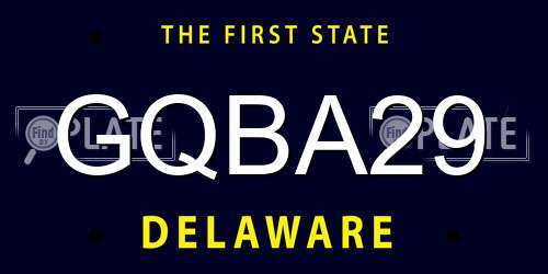 GQBA29 Delaware License Plate