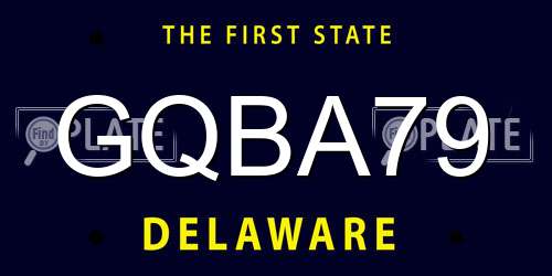 GQBA79 Delaware License Plate