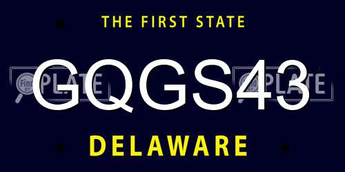 GQGS43 Delaware License Plate