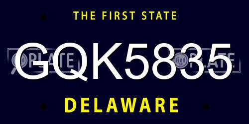 GQK5835 Delaware License Plate