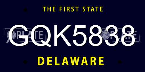GQK5838 Delaware License Plate