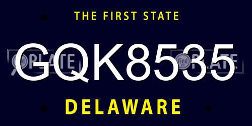 GQK8535 Delaware License Plate