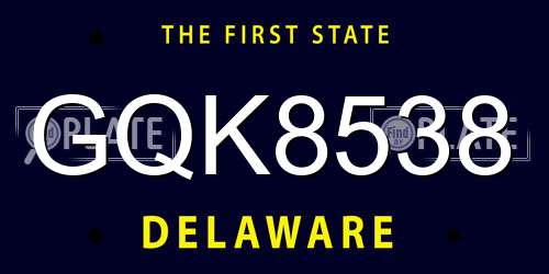 GQK8538 Delaware License Plate
