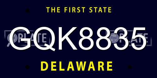 GQK8835 Delaware License Plate