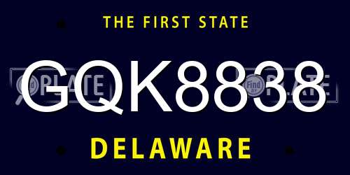 GQK8838 Delaware License Plate