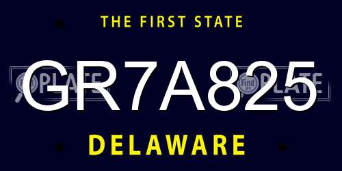 GR7A825 Delaware License Plate